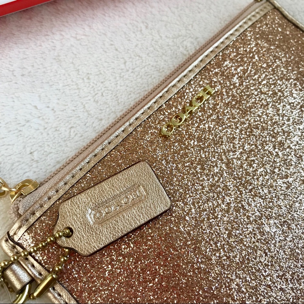 NWT COACH Champagne Glitter Wristlet